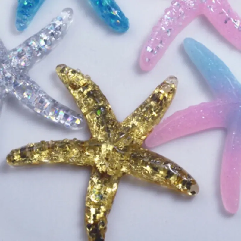

10pcs DIY Adorable Glitter Colorful Starfish Shell For Home Wedding DIY Embellishments For Scrapbooking Accessorie