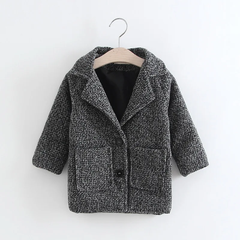 Детское шерстяное пальто для девочек длинная куртка маленьких детская зимняя