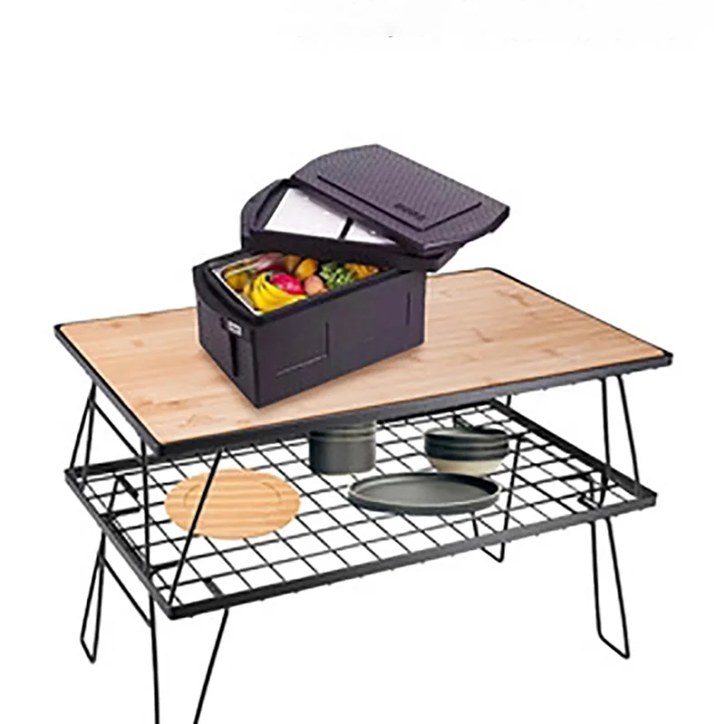 

Aluminum Camping Table Hiking Bbq Storage Rack Outdoor Camping Furniture Multifunctional Mesas Pegables Tourist Desks JD50ZZ