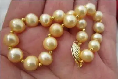 

AAA+9-10mm NATURAL GOLDEN SOUTH SEA PEARL BRACELET 7.5-8”