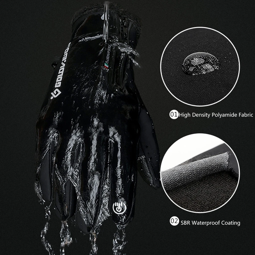 

1 Pair Outdoor Warm Keeping Gloves Cycling Skiing Fishing Windproof Touch Screen Zipper Gloves