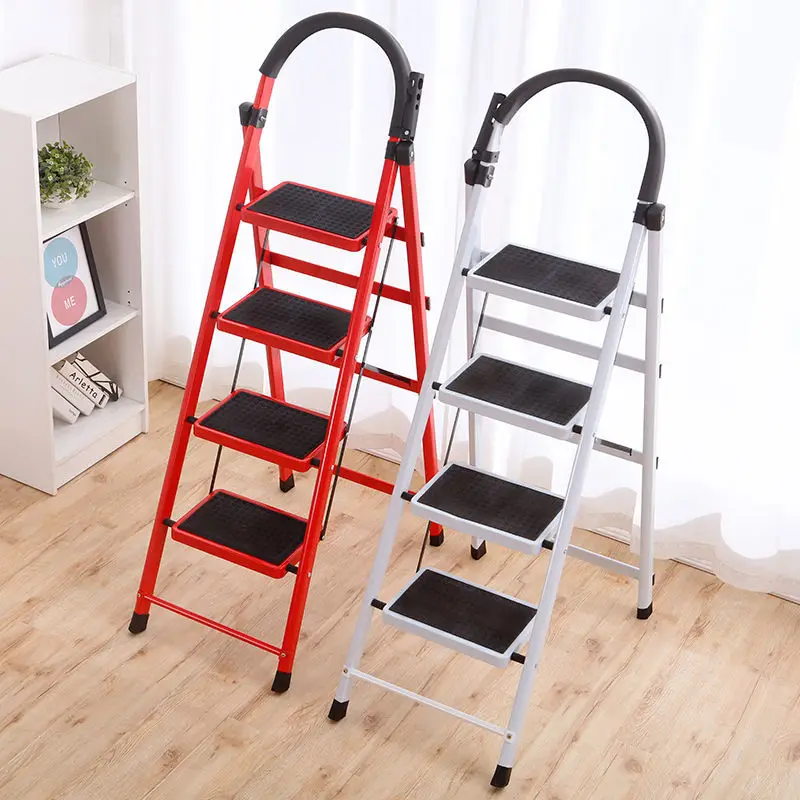 Folding Ladder Home Carbon Steel Thickening Indoor Herringbone Mobile Stairs Telescopic Step Multifunctional Escalator Safe |