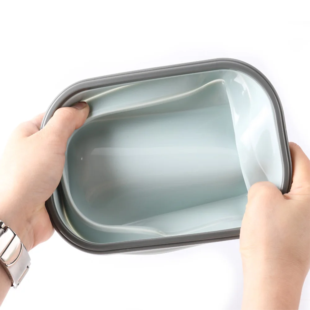 Силиконовый складной Ланч бокс портативный Бенто прочный салатный контейнер для