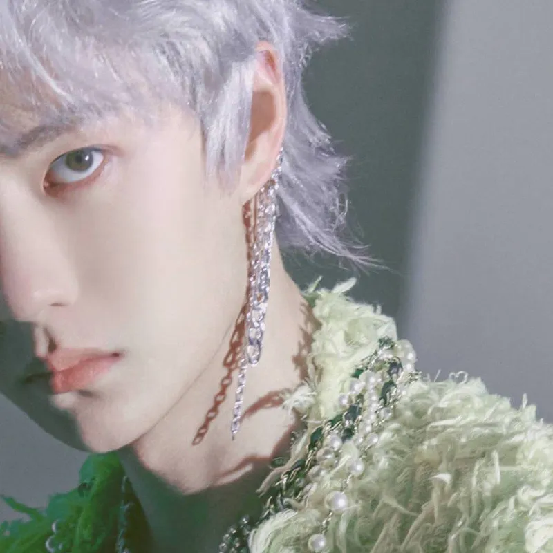 В стиле хип-хоп панк с бахромой Для мужчин серьги повесив металлической цепью без