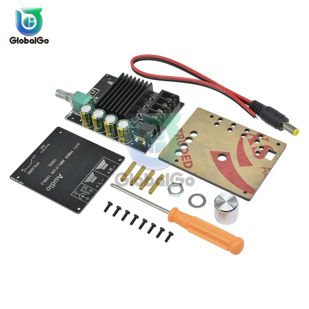 100WX2 Mini Bluetooth 5.0 Wireless Audio Power Digital Amplifier Board Stereo Amp DC 12V 24V 50W 80W With Adjustment Knob | Инструменты