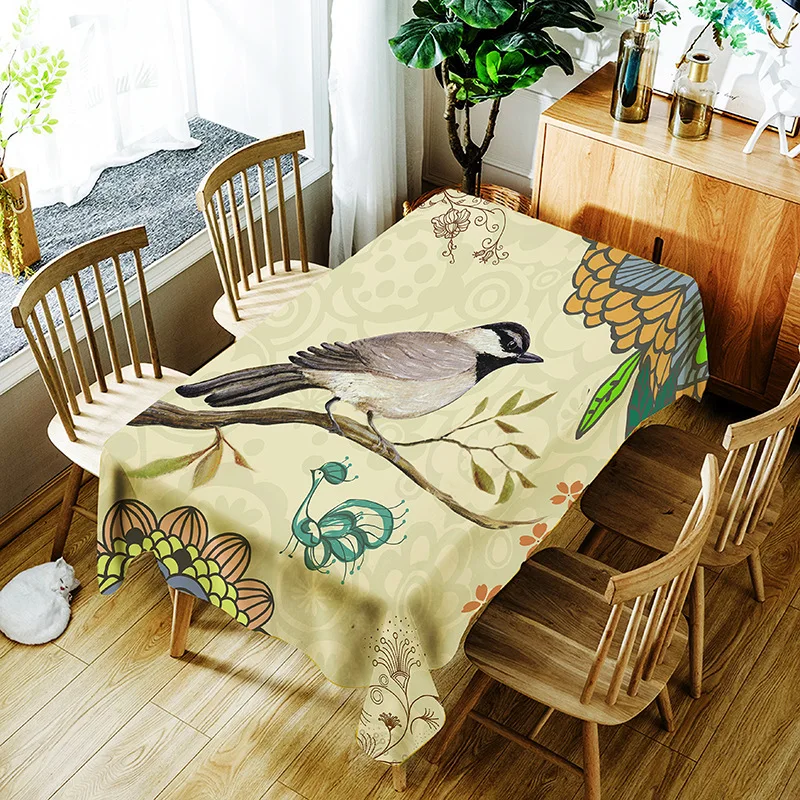 Bird Tablecloth Waterproof Oilcloth Washable Rectangular Decorative Table Cover Tapete Home Cloths Oilproof | Дом и сад