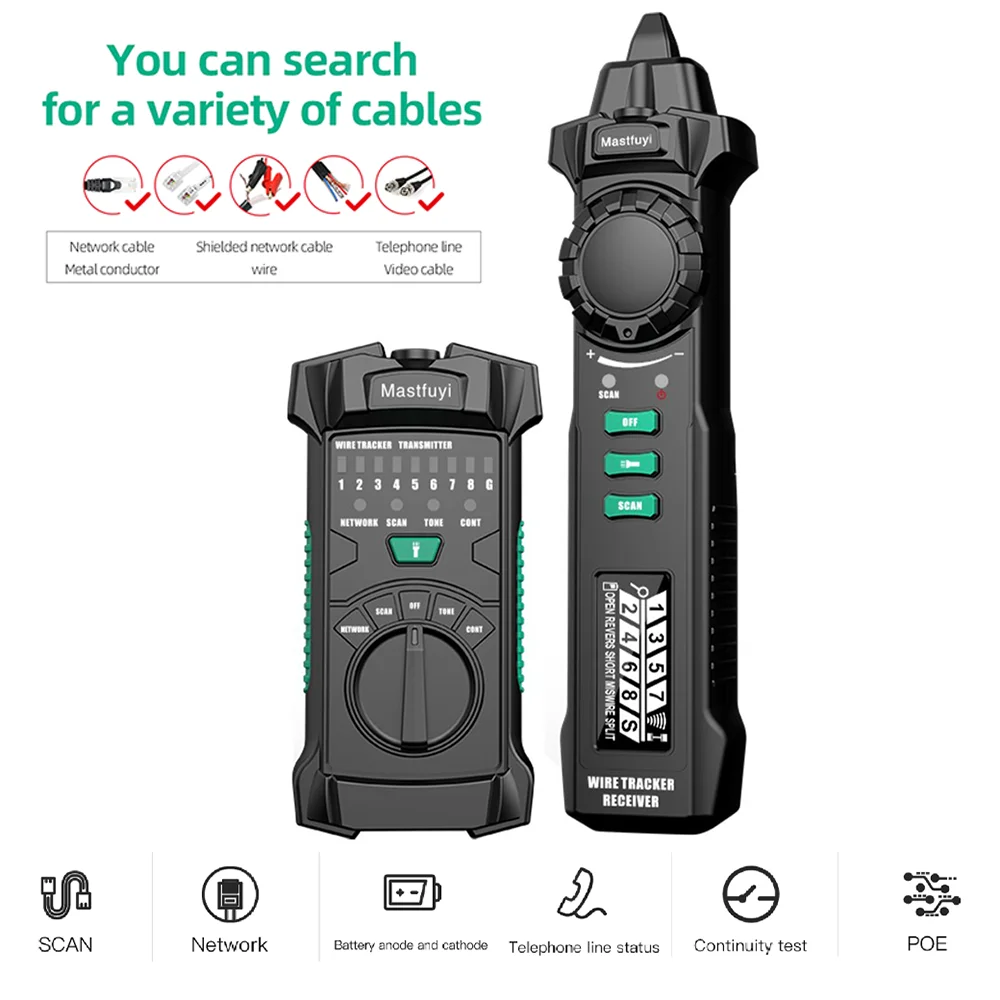 

FUYI Lan Cable POE Wire Checker FY8172 Digital LCD Cat5 Cat6 Test Telephone Network Wire Tracker RJ45 RJ11 Toner Tool