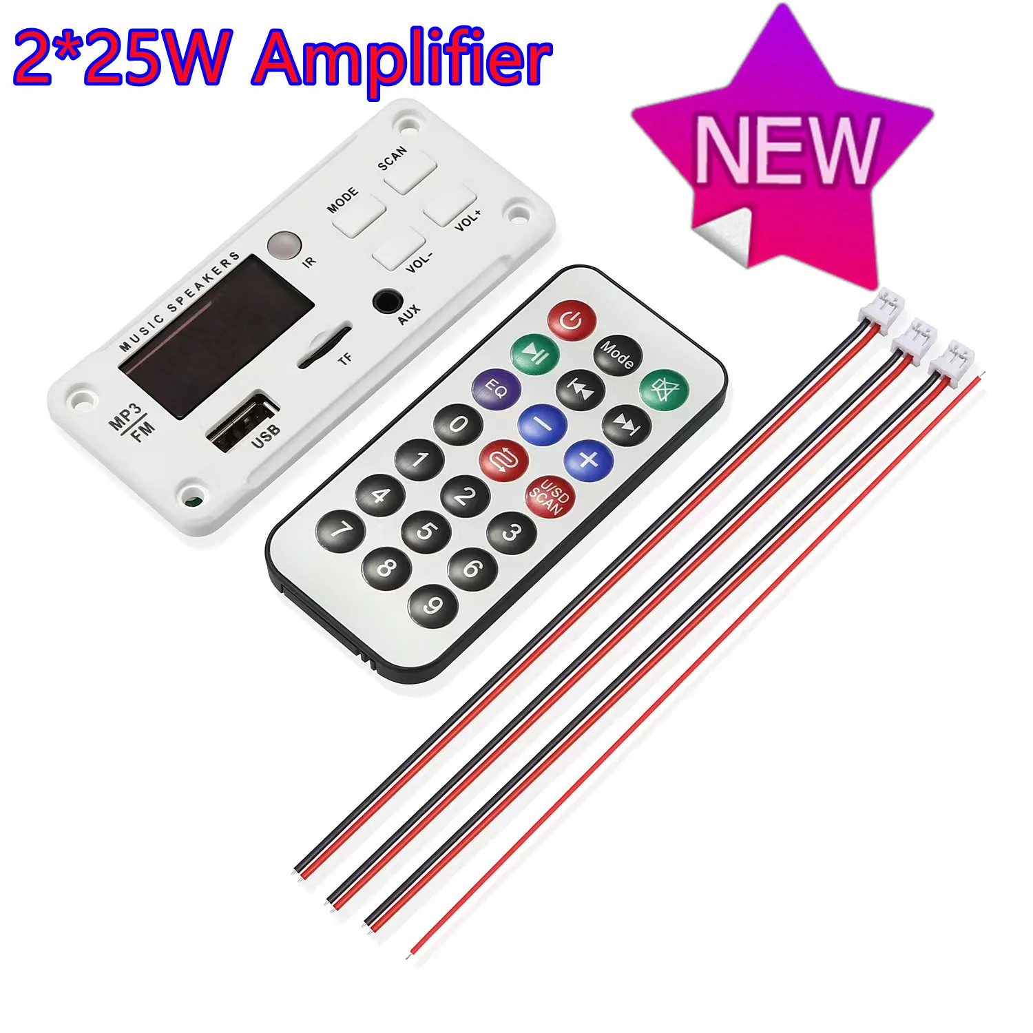 Усилитель mp3-декодера 12 В * 50 Вт плата с цветным экраном Bluetooth V5.0 Автомобильный