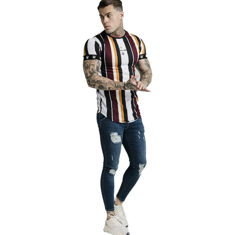 Футболка мужская в полоску Повседневная модная тенниска брендовая майка стиле