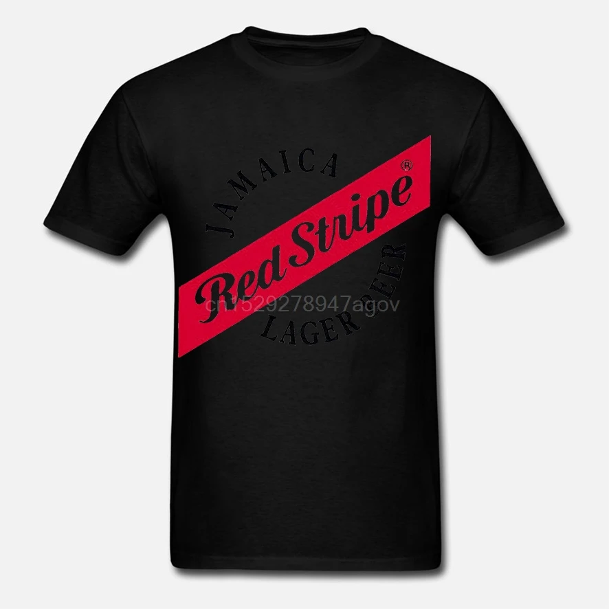 Футболка мужская летняя в красную полоску с круглым вырезом и надписью|Мужские