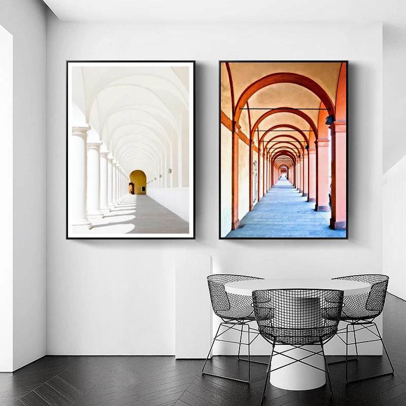 

Europe Gothic Church Corridor Posters And Prints Art Canvas Painting On The Wall For Gallery Church Modern Home Decoration