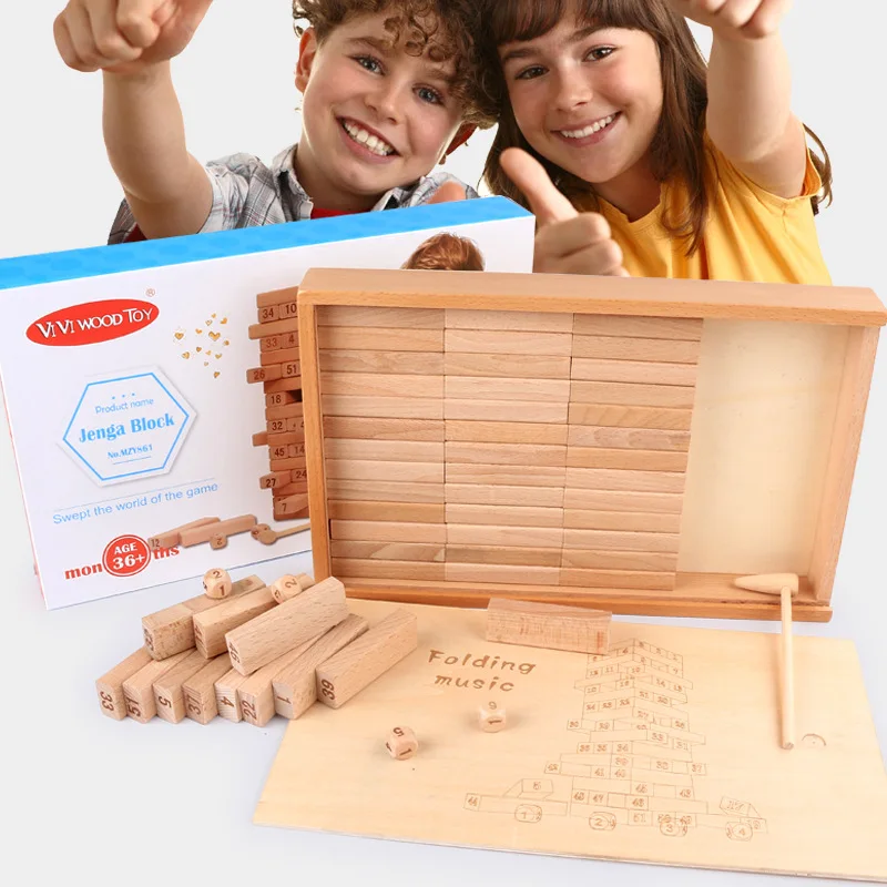 

Large Children's Educational Force Bricks Pro Pumping Building Blocks Adult Stacked Layers of Parent And Child Game Jenga Board