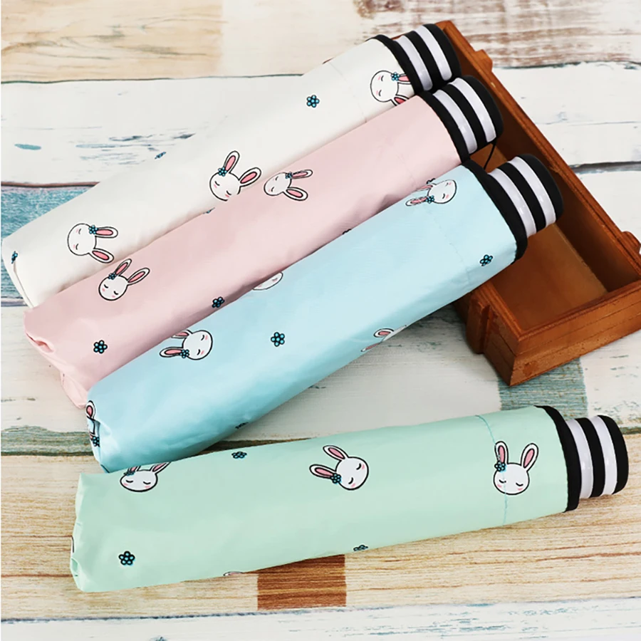 Зонт с изображением кроликов Rain женский корейский двойной розовый зонтик для