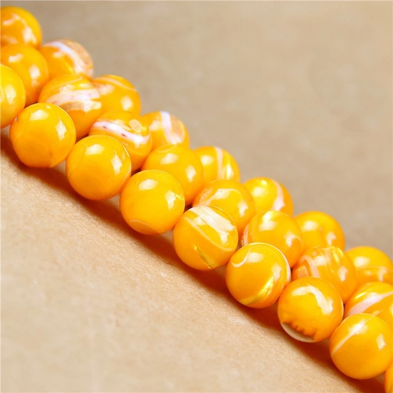 

OMHXZJ Wholesale ZB220 4 6 8 10 12mm DIY Bracelet Necklace Jewelry Making Accessories Natural Stone Fine Gold Shell Round Beads