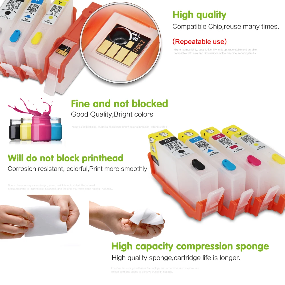 For hp 685 685XL Refillable Ink Cartridge with ARC Chip work on Deskjet 3525 4615 4625 5525 6525 PRINTER FOR HP685 ink cartridge |