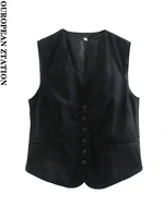 women 2021 fashion single breasted velvet waistcoat vintage sleeveless back tab female vest coat chic tops