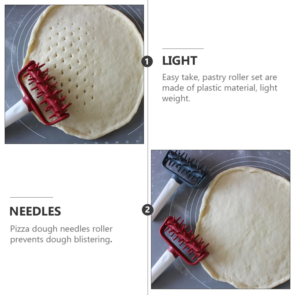 

2pcs Handle Roller Docker Pizza Dough Docker Pizza Cake Pie Baking Tools