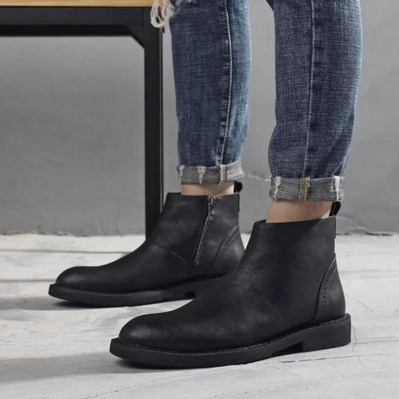 

Classic Men shoes Leather Boots Fashion Men Chelsea Ankle Boot Popular Casual Shoes New High quality Outdoor boots 2019