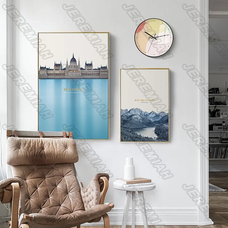

Winter House Landscape Landscape Poster Nordic Style Wall Art Canvas Print Painting Modern Living Room Decoration