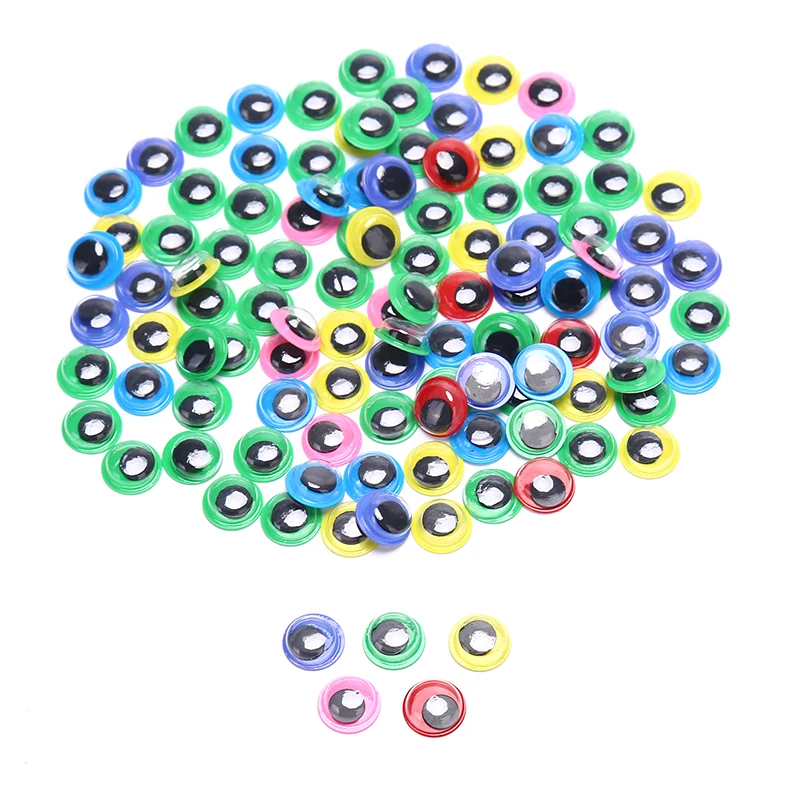 100 шт 10 мм Разноцветные Цвет самоклеящиеся глаза для куклы мягкие игрушки DIY