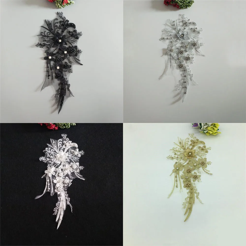 3D Цветочная вышивка кружевной воротник из АБС пластика жемчуг сделай сам швейная