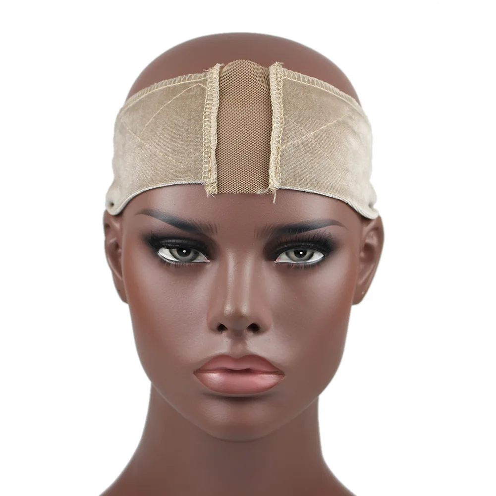 

A stylish velvet wig with a lace headband