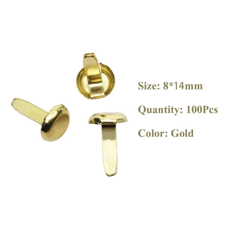 

1/2 Inch Brass Paper Fasteners, Mini Paper Fasteners for Handicraft Projects, Decorative DIY Supplies, 8 x 14 mm (Gold)
