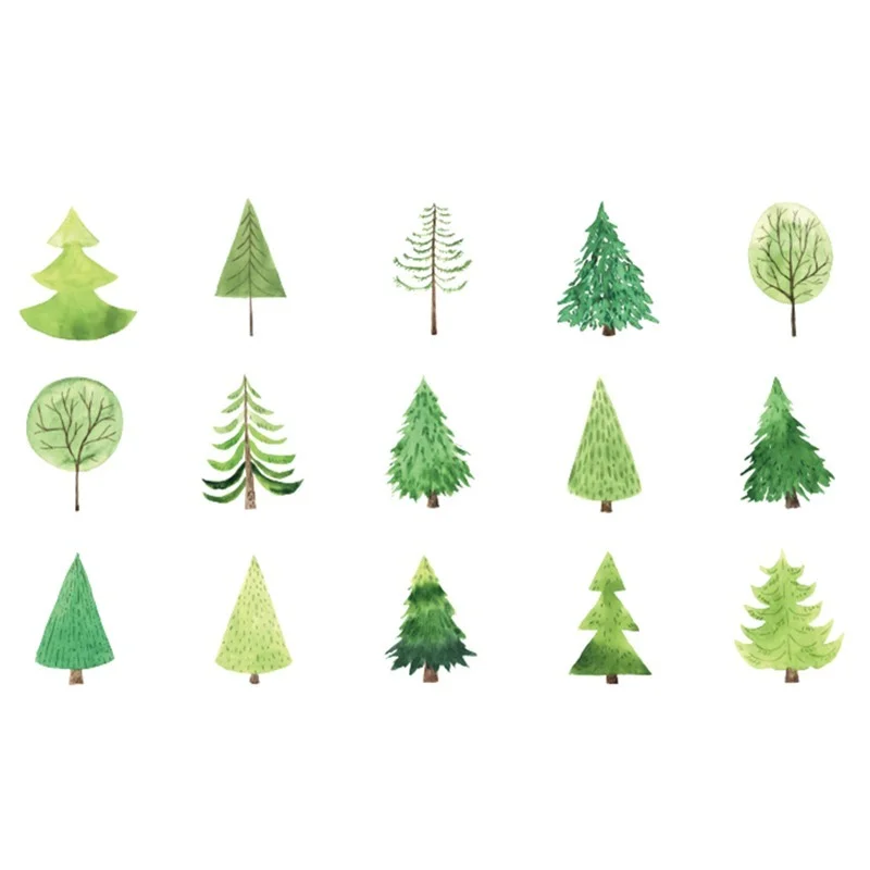 

45 Pcs/box Green ForestStickers Scrapbooking Trees Plant Bullet Journal Decorative Washi Stick Label Diary Album Stickers