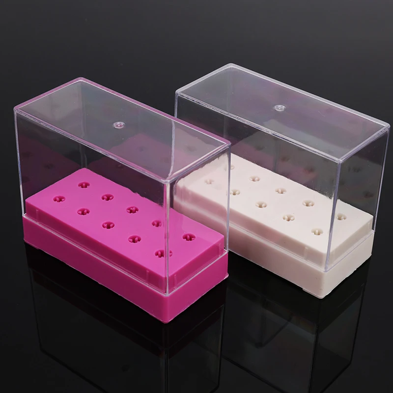 

10 Slots Clear Storage Box For Electric Nail Drill Box Bit Rotary Holder Display