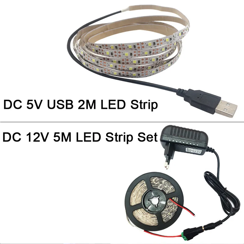 RGB Светодиодная лента светильник SMD 2835 5 м Водонепроницаемая RGB лента 12В лента Диодная Светодиодная лента s светильник Гибкая полоса лампа ИК wifi контроллер