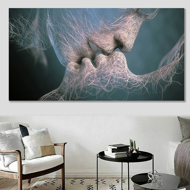 Conisi черный и белый любовь поцелуй абстрактный холст картина постер настенная