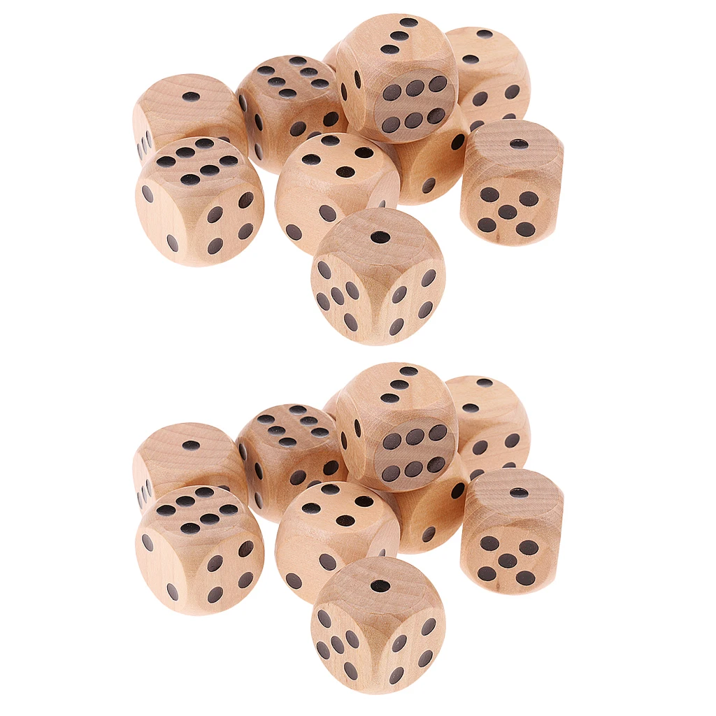 20x D6 деревянные игральные кости шесть сторонняя кубик для настольной игры