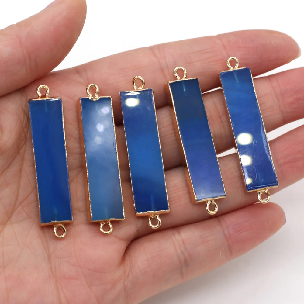 

2022 New Natural Stone Connector Rectangular Fashion Accessories for Jewelry Making Necklace Bracelet Gifts Size 9x38mm