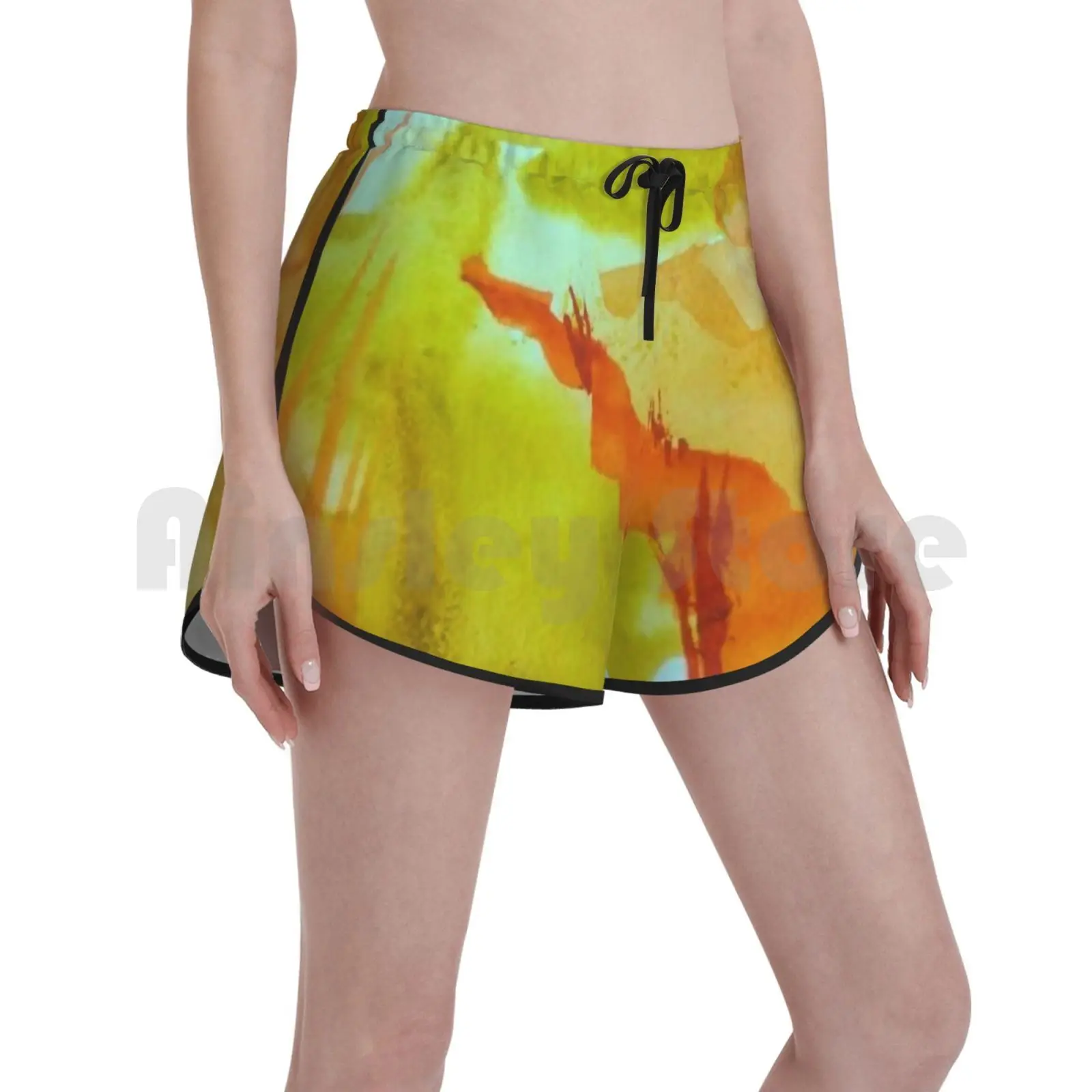 

Солнце Плавание шорты 700 Пляжные шорты желтый закат акварельный пейзаж Тихого океана Nw художника природа