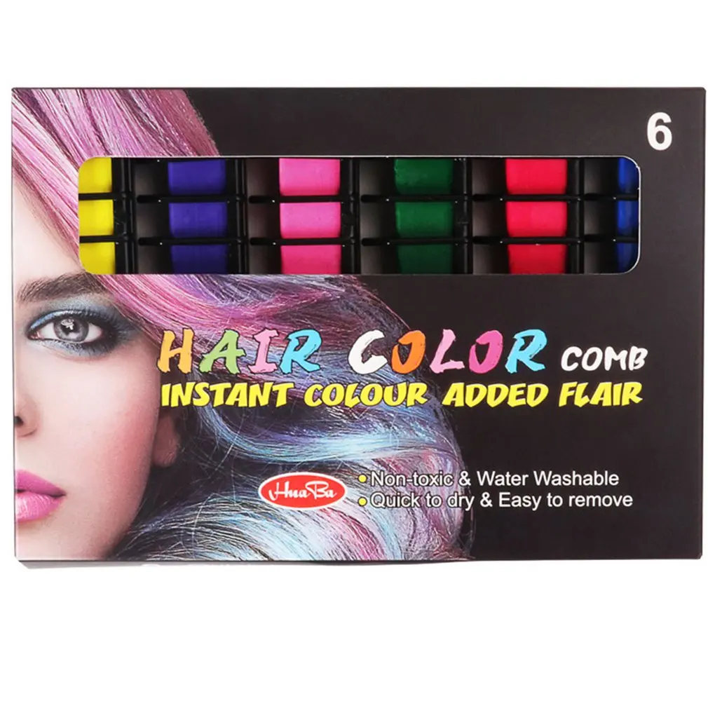 

6pcs Convenient Multicolor Comb With Cover Hair Dyeing Role Play Suit Party Play Salon Cool Hair Dyeing