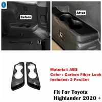the third row rear water cup holder decoration panel cover trim for toyota highlander 2020 2022 carbon fiber look accessories