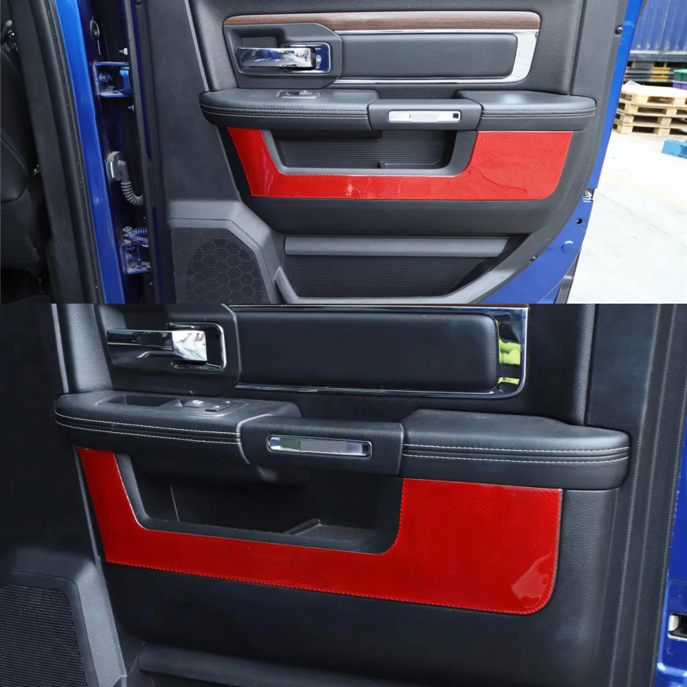 

Soft Real Carbon Fiber Inner Door Inside Decorative Panel Cover for Dodge Ram 2010-2015 Interior Mouldings Car Accessories