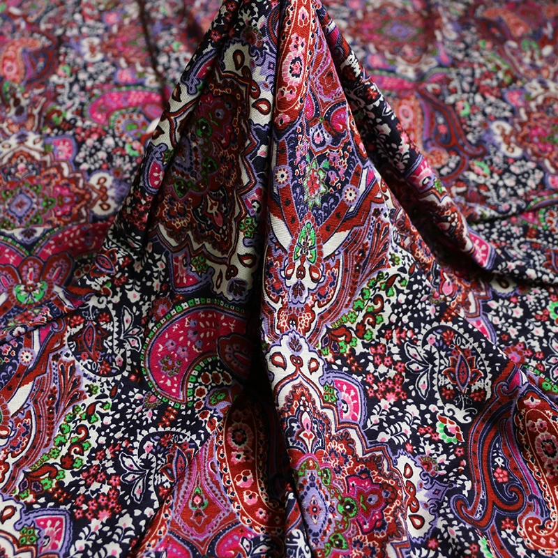 50 см * 150 фиолетовый винтажный Пейсли материал для платья леггинсы 4 способ стрейч