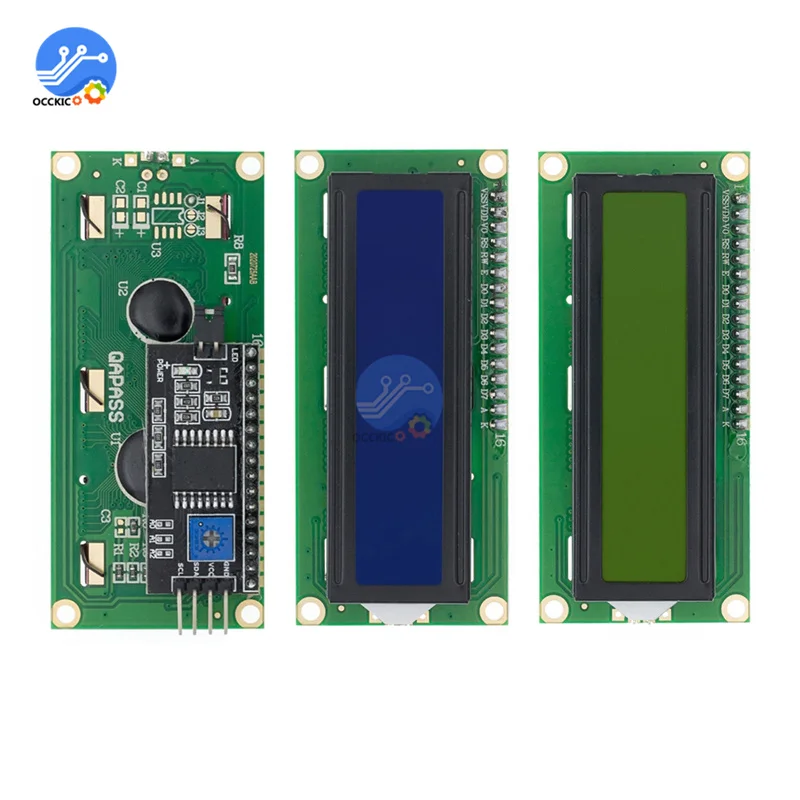 Модуль LCD 1602 синий/желто-зеленый экран 16x2 символов ЖК-дисплей PCF8574T PCF8574 интерфейс