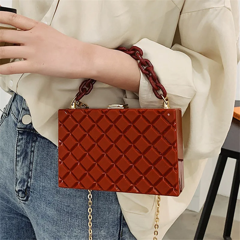 

Lattice Box Square Crossbody Bag 2021 Fashion New High-quality PVC Women's Designer Handbag Chain Shoulder Messenger Bag