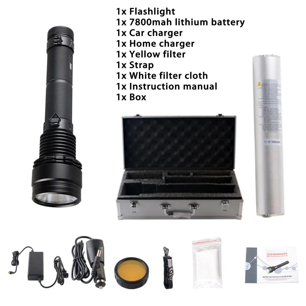 

Built-in 7800 mAh lithium battery XHP-70 LED flashlight Strong light long-shot 5 lighting modes flashlight