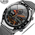 LIGE Bluetooth наручные Смарт-часы для мужчин полный сенсорный Экран спортивный фитнес часы Водонепроницаемый для ios и Android Роскошные Смарт-часы мужские - фото