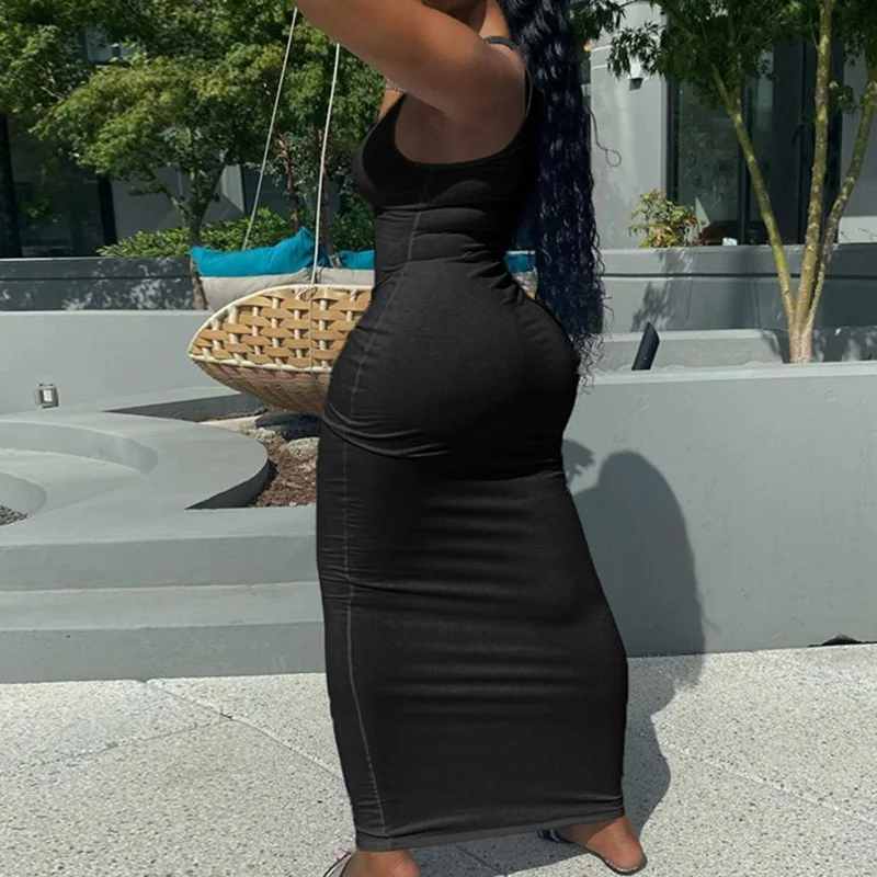 

NIBESSER 2021 Sleeveless Solid Square Collar Ribbed Skinny Maxi Dress Spring Summer Women Fashion Sexy Streetwear Lounghe Wear