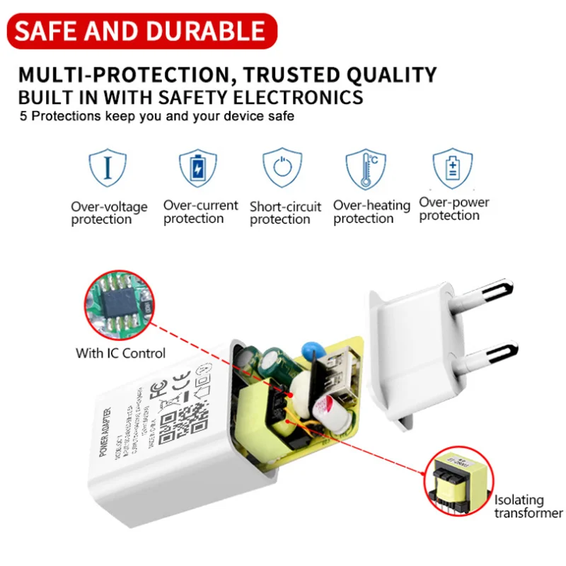 5V 3A USB Charger Wall Travel Fast Charger For Huawei P40 P30 Y9A Y7A  Honor 10X 9X lite 30 20 Pro Type C Phone Charger Cable