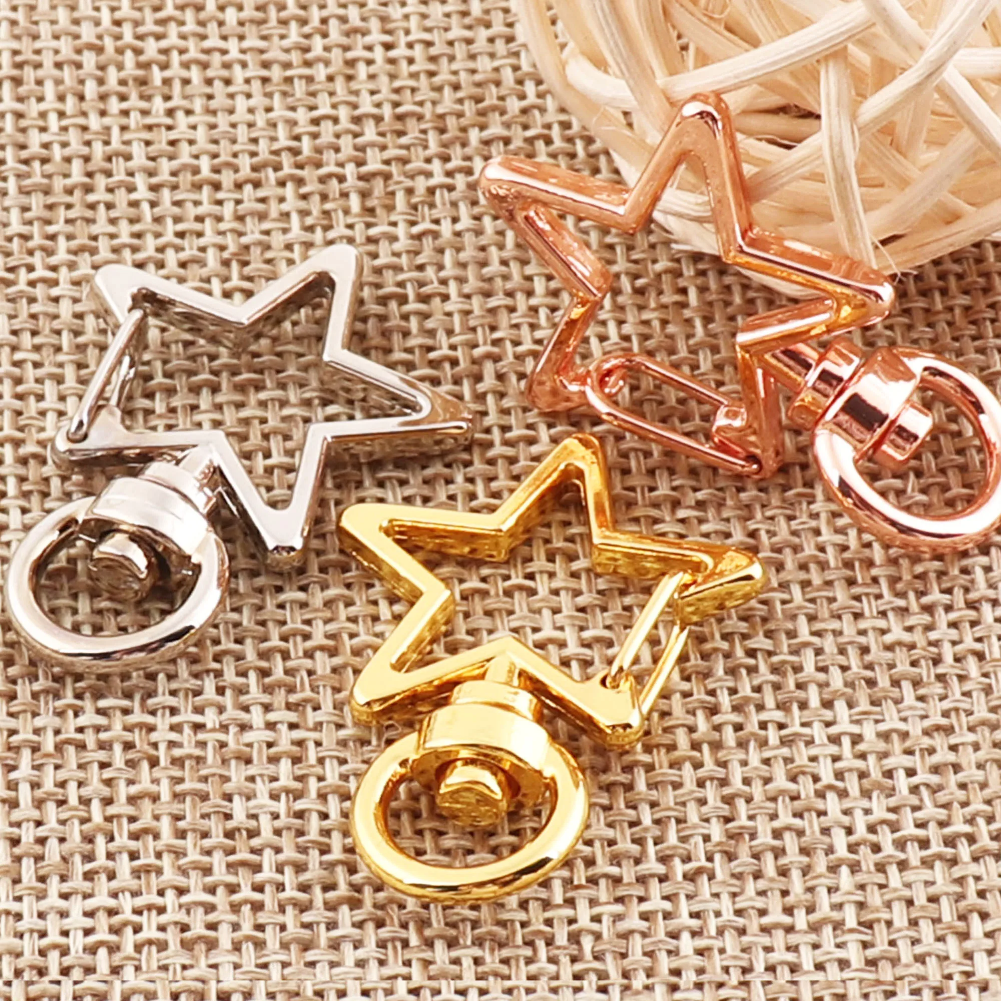 

30 PCS Rose Gold Silver Gold Stars Lobster Swivel Clasps Hook Carabiner Buckle Gate Bag Strap Handbag Snap Purse Hook