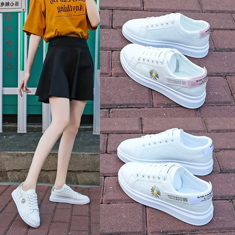 

Women's Sports Shoes Fashion Women's Sneakers 2021 Flowers Round Head Comfortable Casual Shoes Flat Shoes Woman Vulcanized Shoes