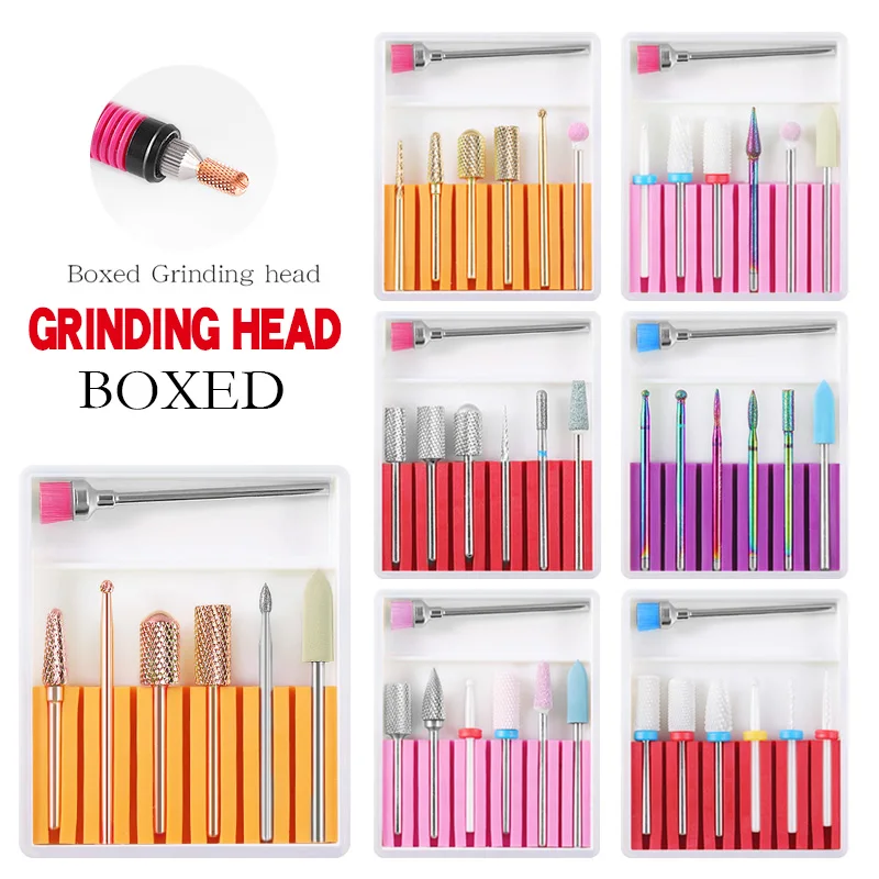 

7Pcs Ceramic Nail Drill Bits Set with Cleaning Brush Diamonds Milling Cutter Silicone Polishing For Manicure Machine Accessories