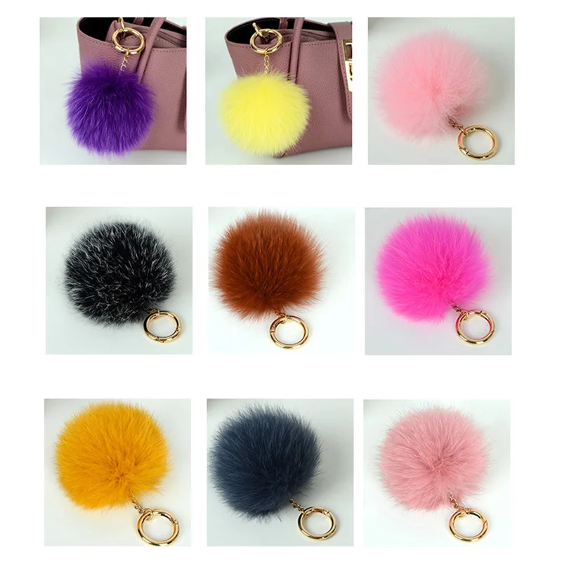 Настоящее большой Лисий меховой помпон брелок пушистый кулон Для женщин Шарм