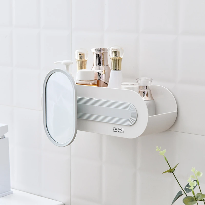 Полка для ванной туалетный столик стеллаж хранения с зеркалом Настенный Чехол