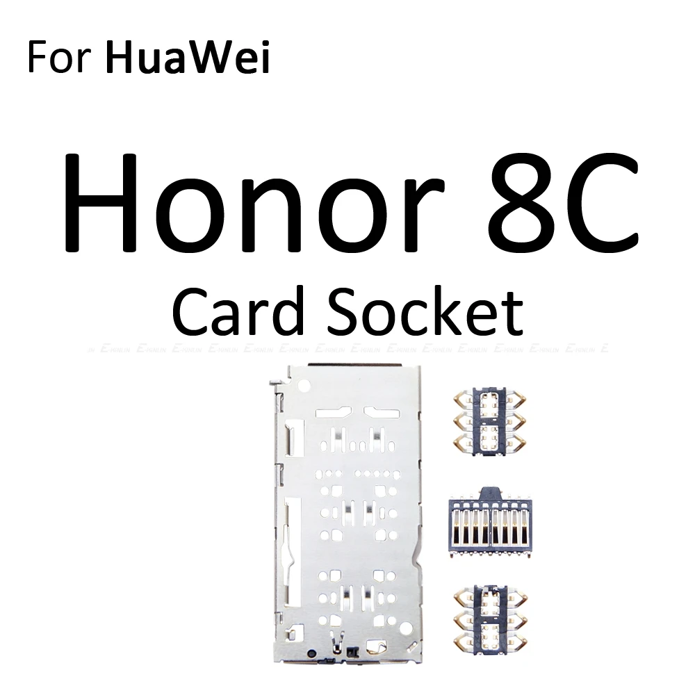 Sim Card Socket Slot Tray Reader Holder Connector Micro SD Adapter Container For HuaWei Honor 8C 8X 8A Pro Replacement Parts images - 6